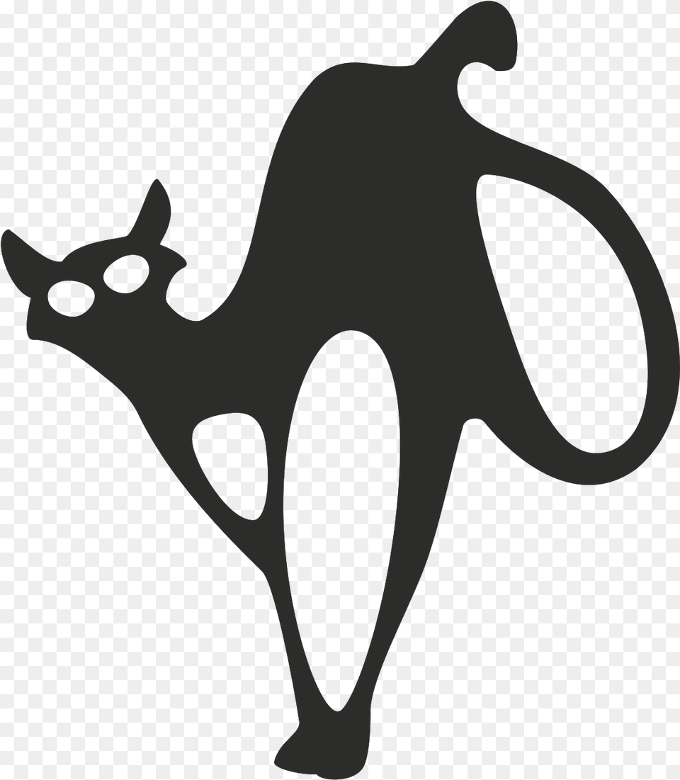 This Clipart Design Of Black Cat Black Cat, Stencil, Animal, Kangaroo, Mammal Free Png