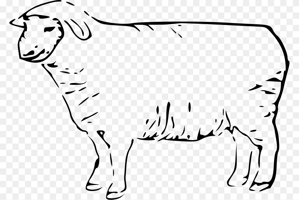 This Clipart Design Of Sheep Clipart Has Clip Art Sheep Black And White, Gray Free Png