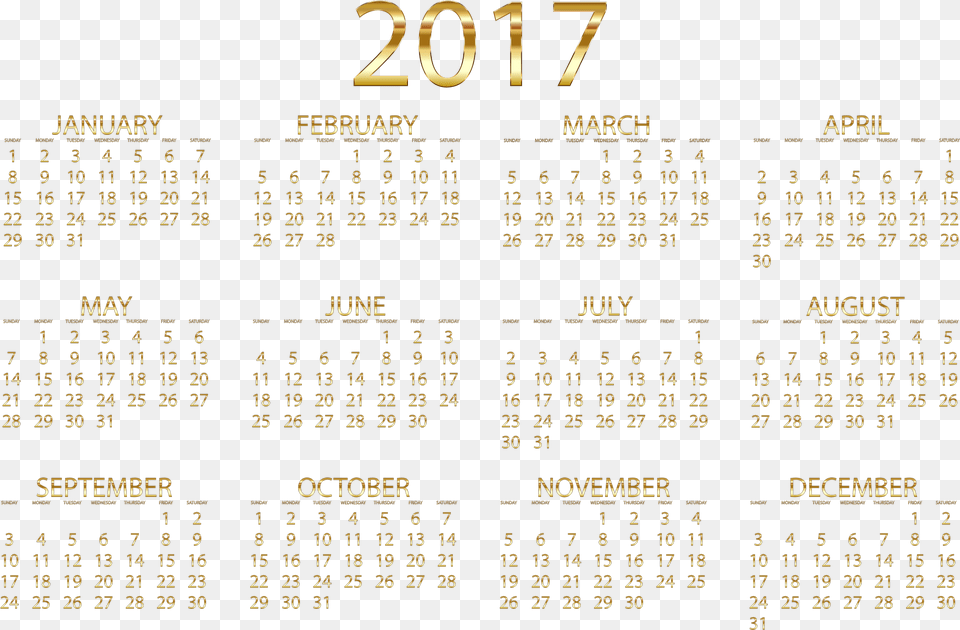 This Free Icons Design Of 2017 Calendar Gold No, Text Png