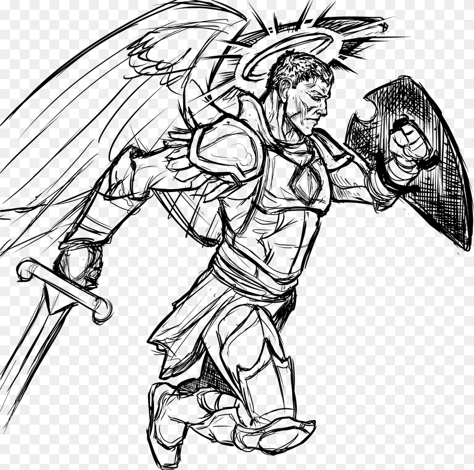 This Icons Design Of Angel Of War Line Art, Gray Free Png Download
