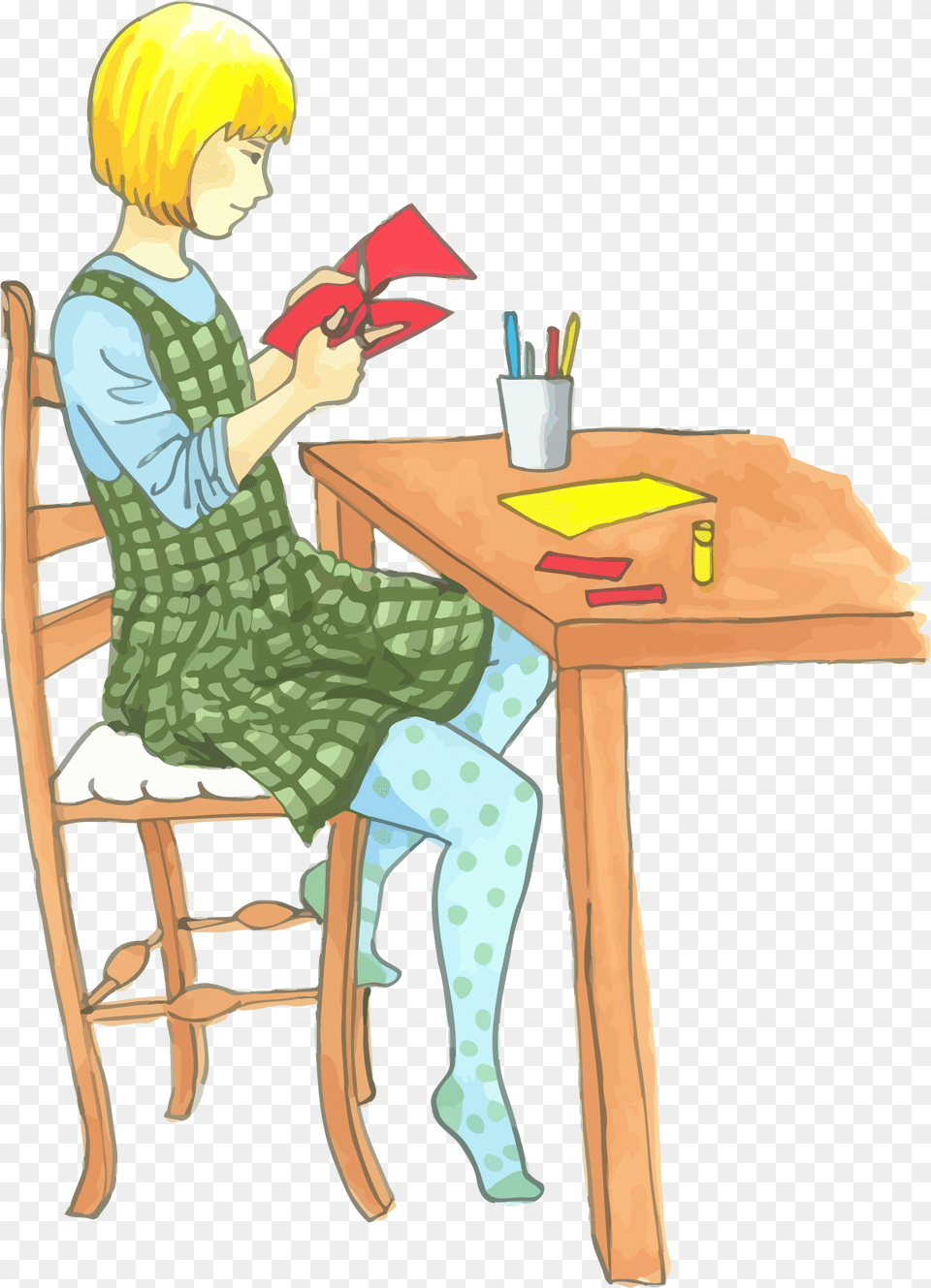This Icons Design Of Blonde Girl Doing Crafts, Table, Person, Furniture, Female Free Transparent Png