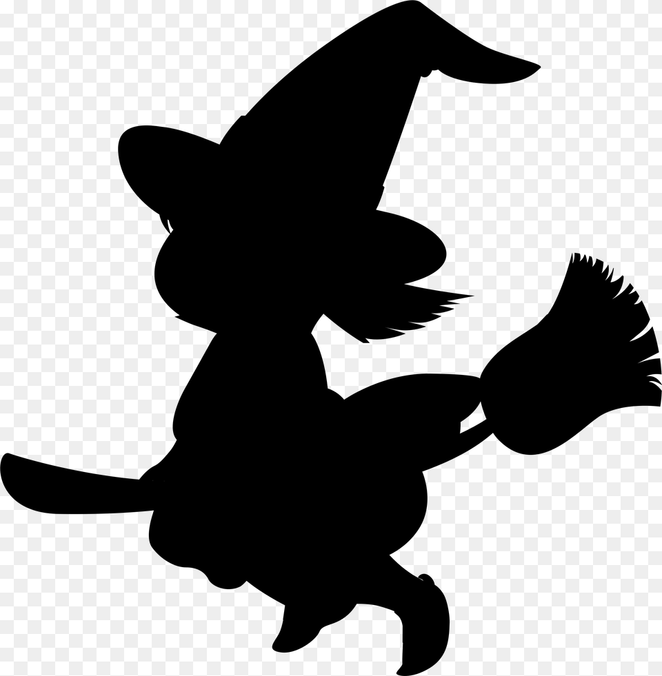 This Free Icons Design Of Cartoon Witch Silhouette, Gray Png