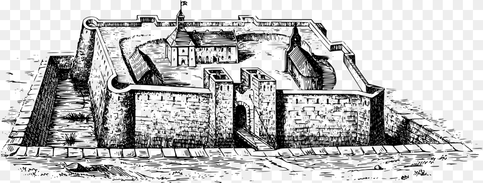 This Icons Design Of Castle Fort Clipart Black And White, Gray Free Png Download