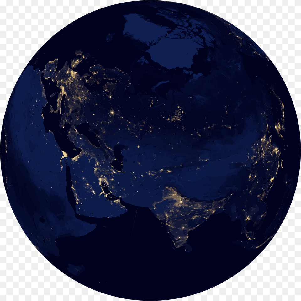 This Icons Design Of Earth At Night Globe, Astronomy, Outer Space, Planet Free Png