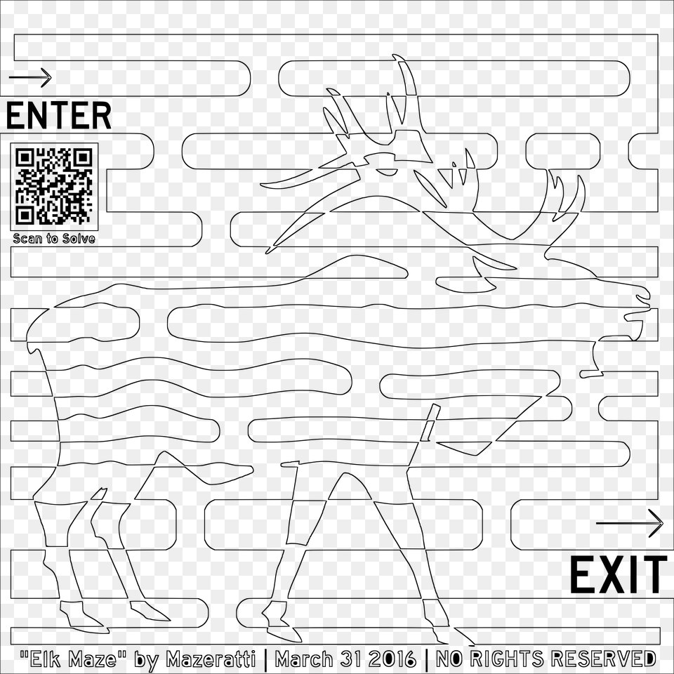 This Icons Design Of Elk Maze Coloring Page, Gray Free Transparent Png