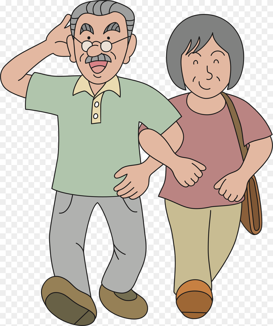 This Free Icons Design Of For A Walk Young Grandparents Clipart, Baby, Person, Book, Comics Png Image