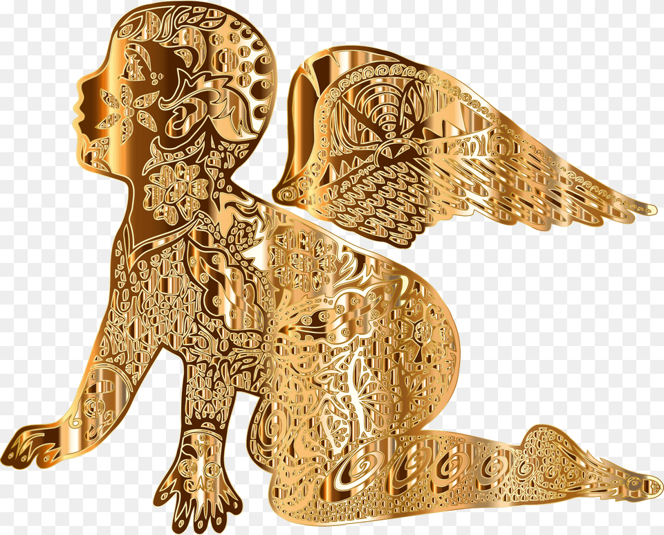 This Free Icons Design Of Golden Radiant Cherub, Bronze, Accessories, Gold, Animal Png Image