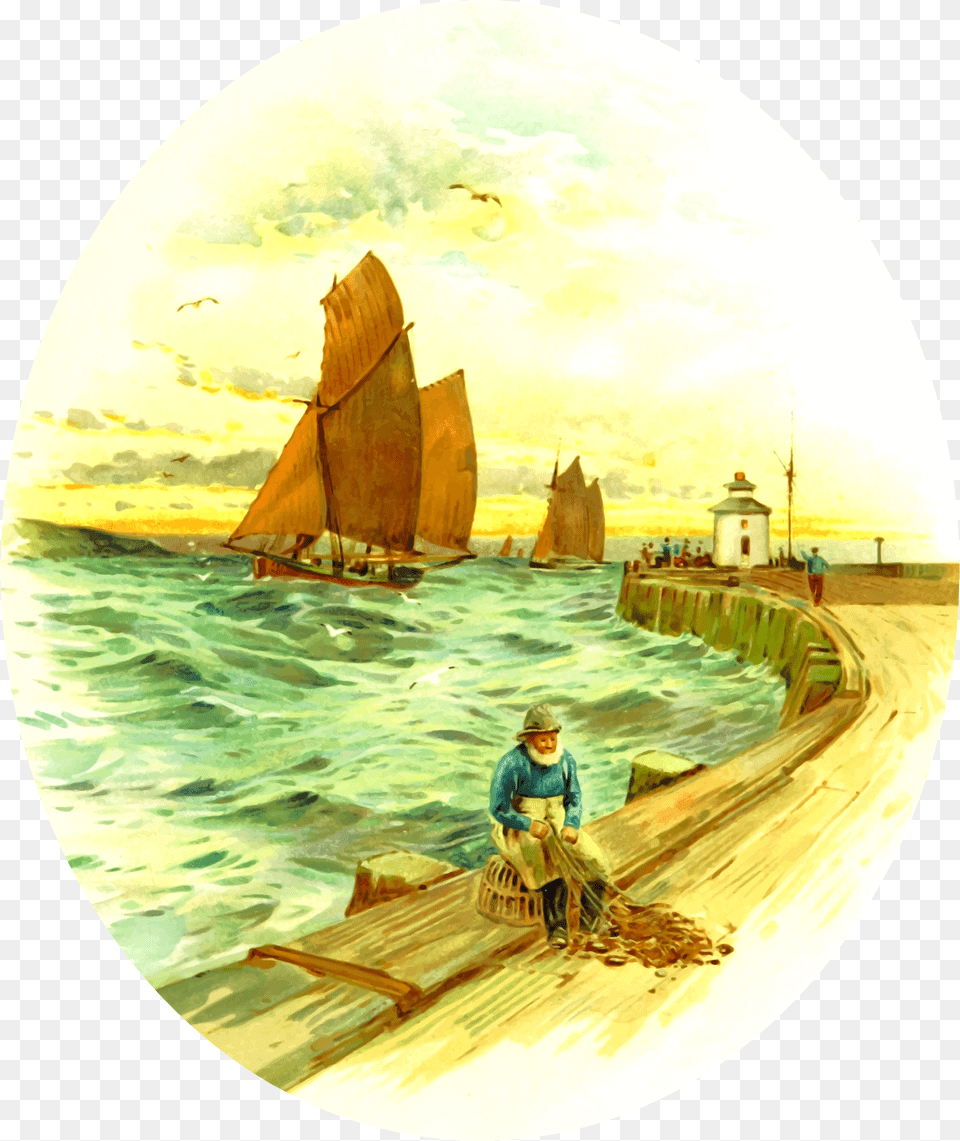 This Icons Design Of Harbour Scene, Art, Sailboat, Painting, Photography Free Png Download