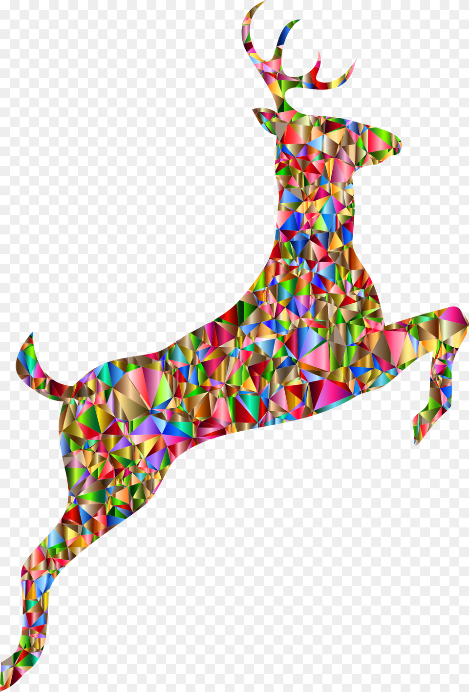 This Free Icons Design Of Low Poly Chromatic Leaping Deer Silhouette, Art, Paper, Baby, Person Png Image