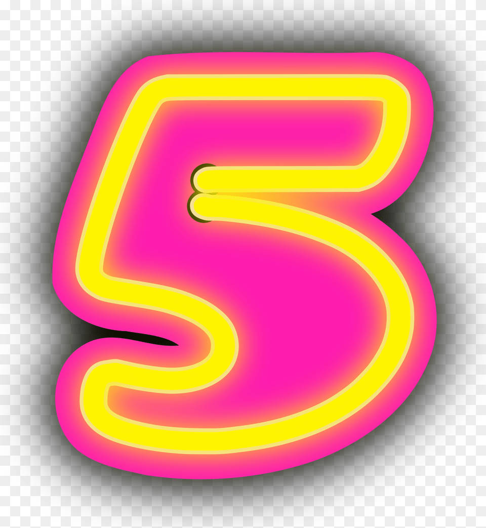 This Free Icons Design Of Number Five, Light, Neon, Text, Disk Png Image