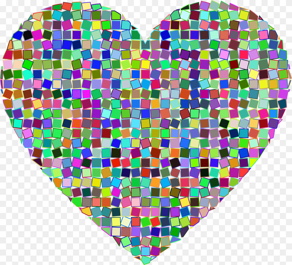 This Icons Design Of Prismatic Mosaic Heart, Art, Tile Free Transparent Png