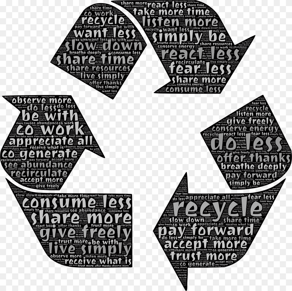 This Icons Design Of Recycling Typography, Recycling Symbol, Symbol Free Transparent Png