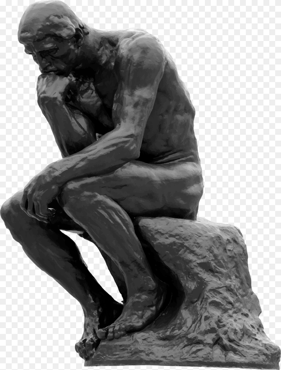 This Free Icons Design Of The Thinker Grayscale, Art, Adult, Male, Man Png