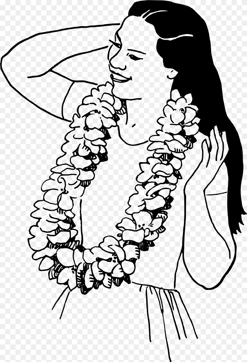 This Free Icons Design Of Woman Wearing A Lei, Gray Png