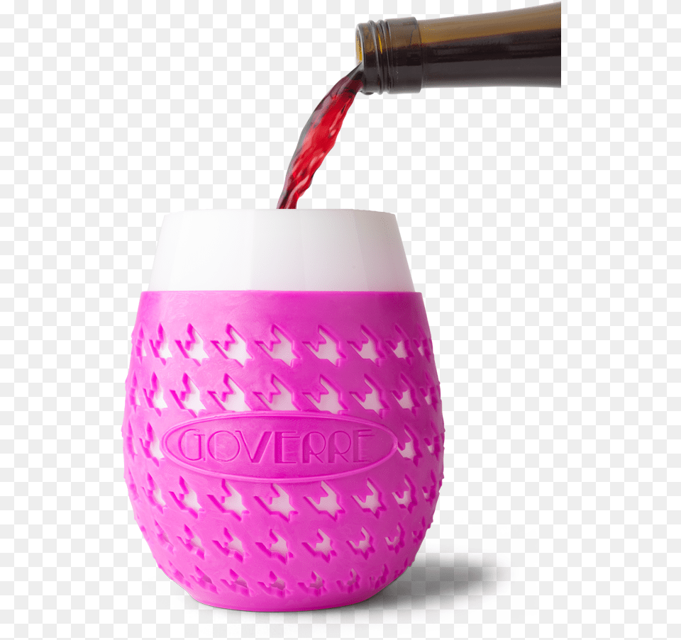 This Fuchsia Goverre Is A Glass Portable Stemless Wine Glass, Bottle, Beverage, Candle, Jar Free Png Download