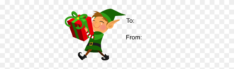 This Gift Tag Features A Grinning Elf Carrying A Large Wrapped, People, Person, Dynamite, Weapon Free Transparent Png
