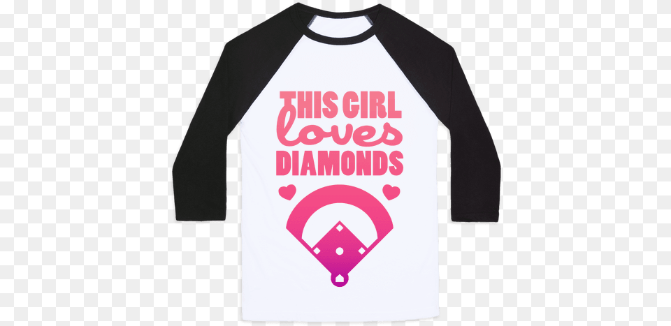 This Girl Loves Diamonds Baseball Tee Ace Pride Gifts, Clothing, Long Sleeve, Shirt, Sleeve Free Transparent Png