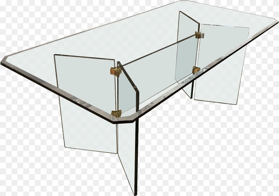 This Glass Dining Table With Brass Fittings Recalls Vintage All Glass Dining Table, Coffee Table, Furniture, Tabletop, Desk Free Png Download
