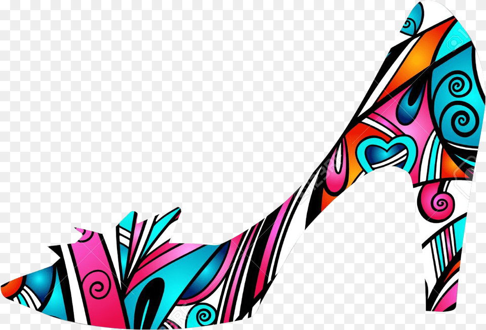 This Graphics Is Colorful Ethnic Pattern High Heels Clip Art, Clothing, Footwear, High Heel, Shoe Png