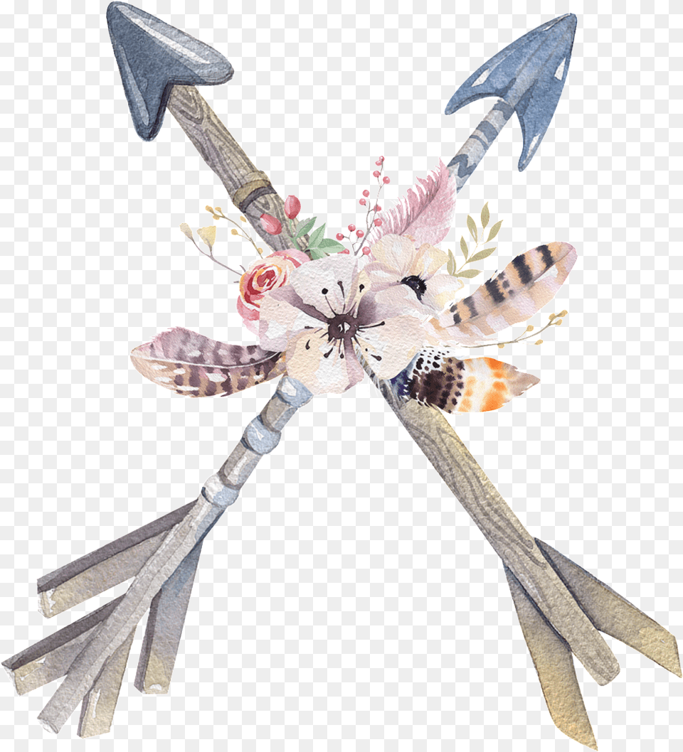 This Graphics Is Cross Feather Arrow Transparent Decorative Bohemian Transparent Illustrations, Weapon, Blade, Dagger, Knife Free Png Download