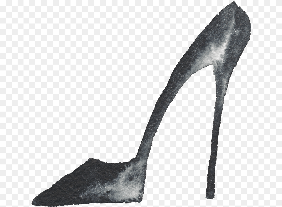 This Graphics Is Stiletto Black And White Watercolor High Heeled Shoe, Clothing, Footwear, High Heel, Animal Free Png Download