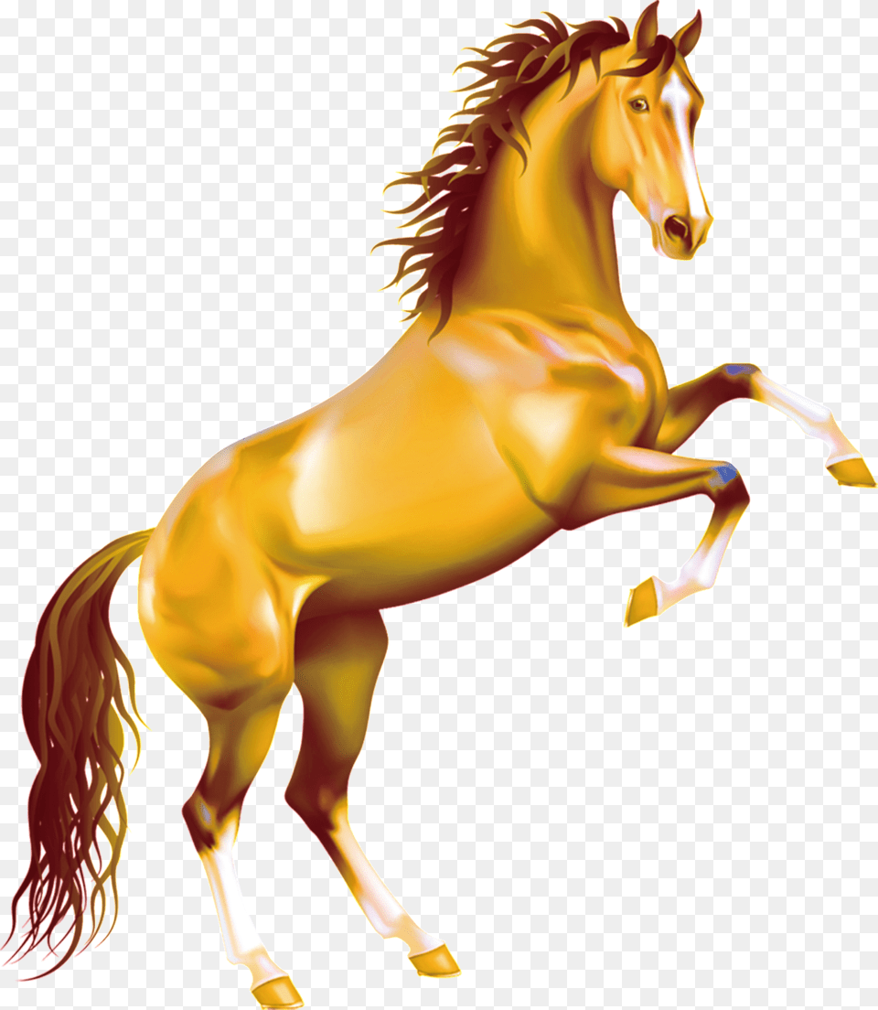 This Graphics Is Yellow Running Horse Pattern Element Rearing Horse, Animal, Colt Horse, Mammal, Stallion Free Transparent Png