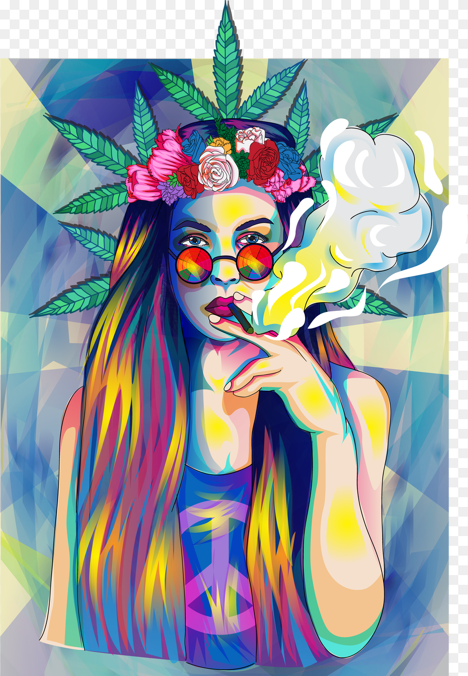 This Hippie Girl Flower Power 60s 70s Weed Marihuana Hippie Png Image