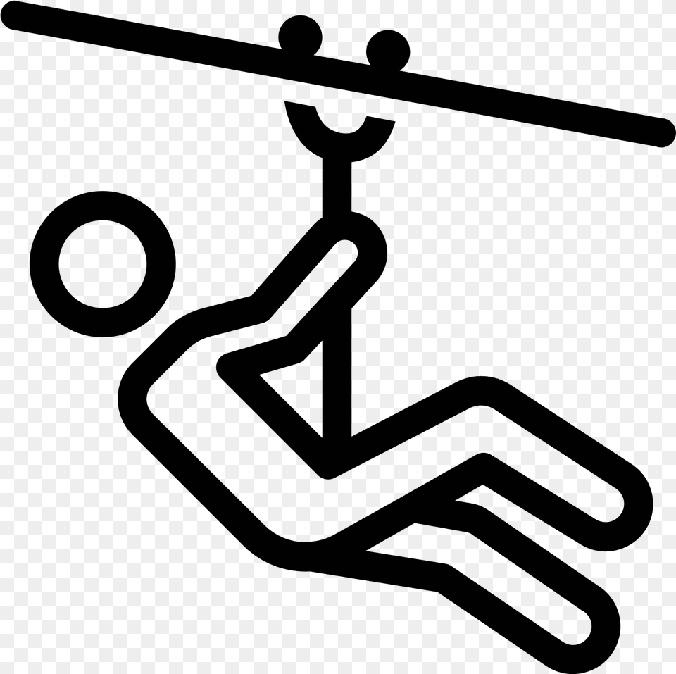 This Icon Depicts Ziplining Zip Line Black And White, Gray Free Transparent Png