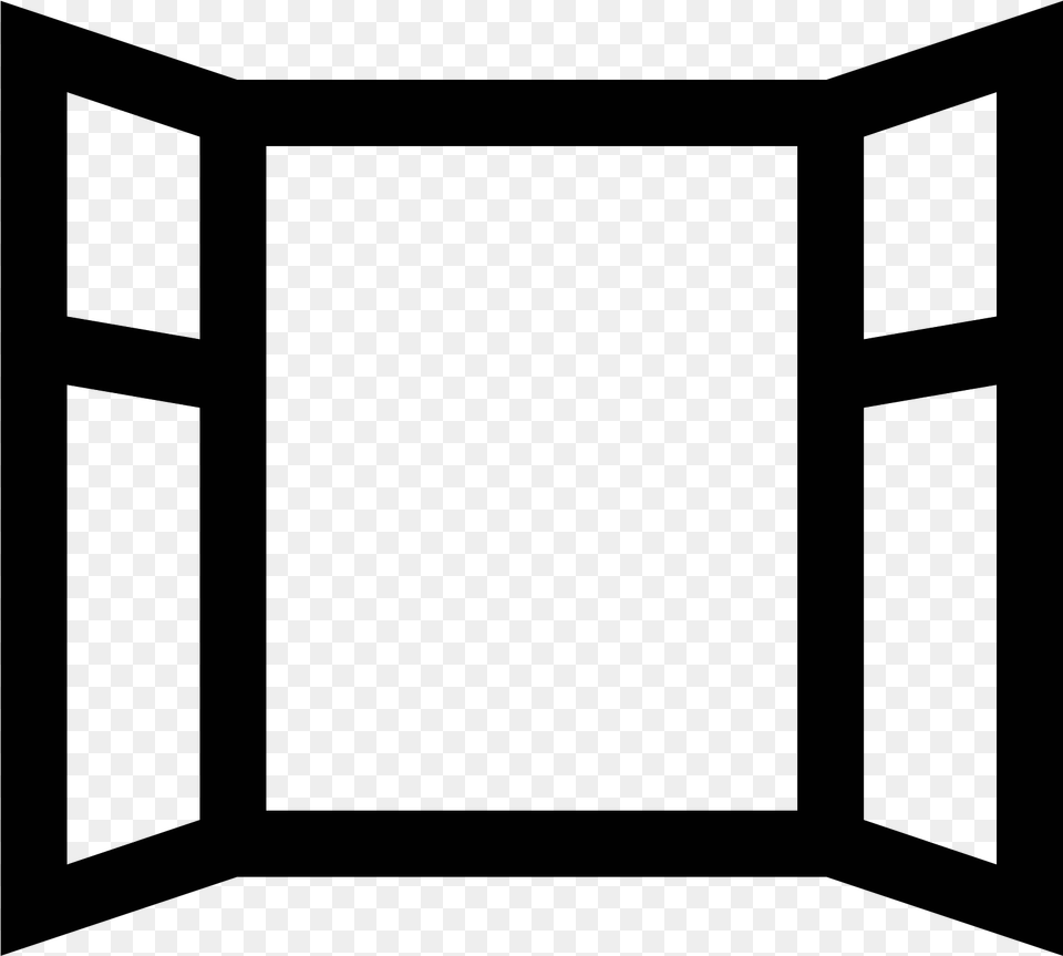 This Icon Represents An Open Window Open Window Clipart Black And White, Gray Png Image