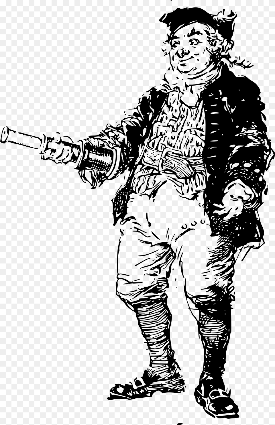 This Icons Design Of A Captain With A Spyglass, Gray Free Transparent Png