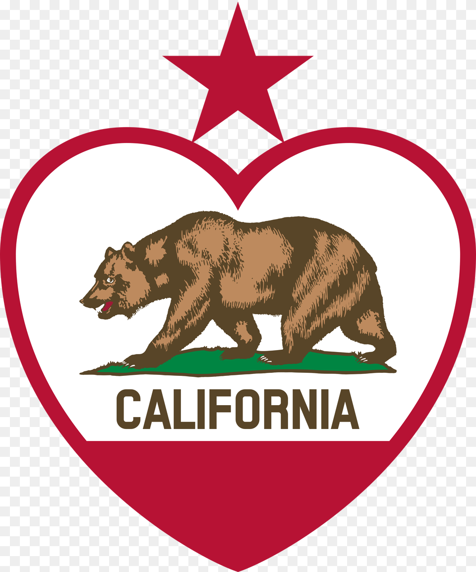 This Icons Design Of California Flag Heart California Grizzly Bear Clipart, Animal, Mammal, Wildlife, Symbol Png Image