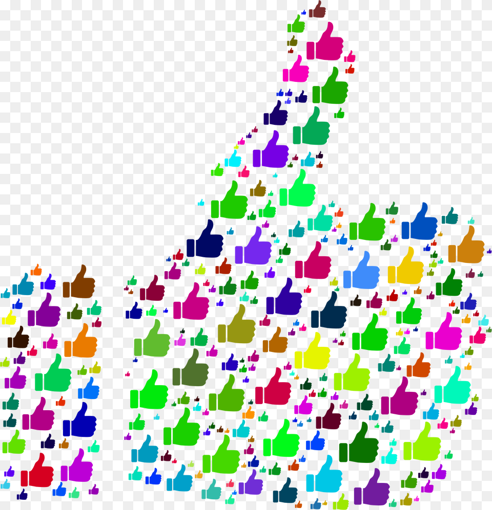 This Icons Design Of Colorful Thumbs Up Fractal, Art, Graphics, Paper Free Png Download