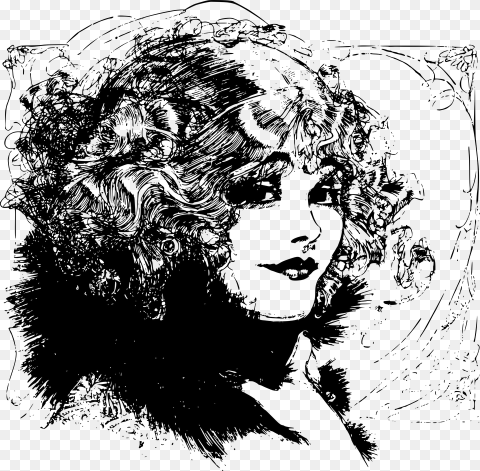 This Icons Design Of Curly Haired Lady, Gray Free Png Download