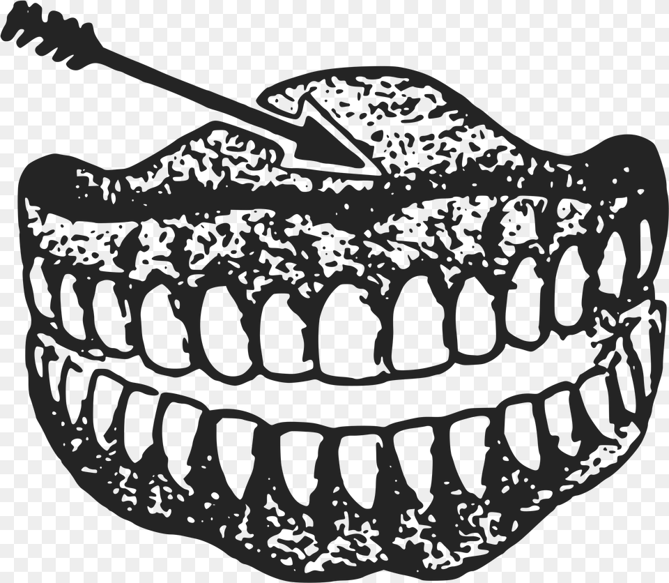 This Icons Design Of Dentures Teeth With Arrow Dentures Black And White, Body Part, Mouth, Person, Brush Free Transparent Png