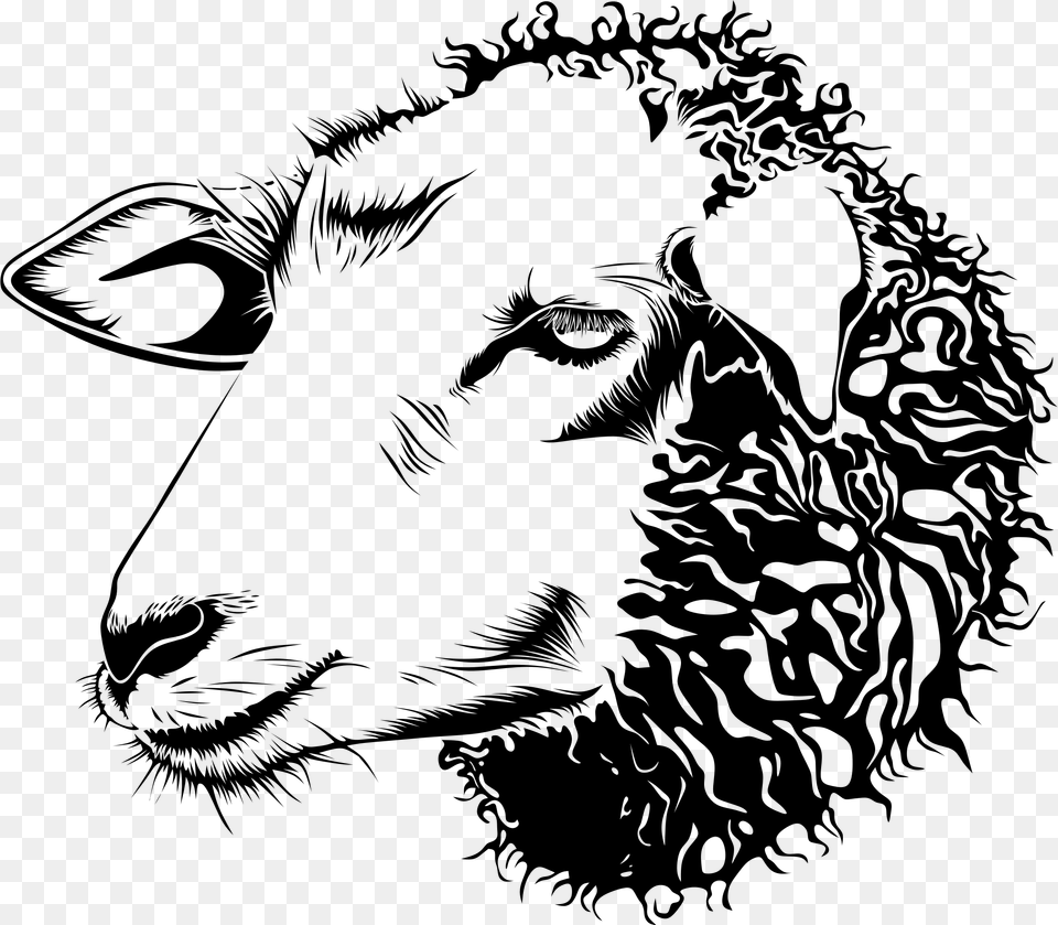 This Icons Design Of Detailed Sheep Line Art, Gray Free Transparent Png