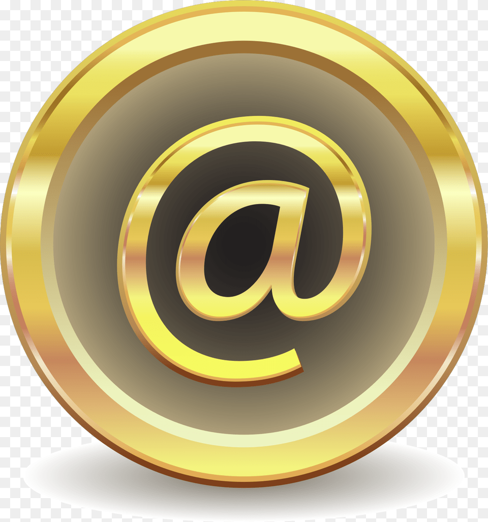 This Icons Design Of Email At Sign, Gold, Disk Free Png