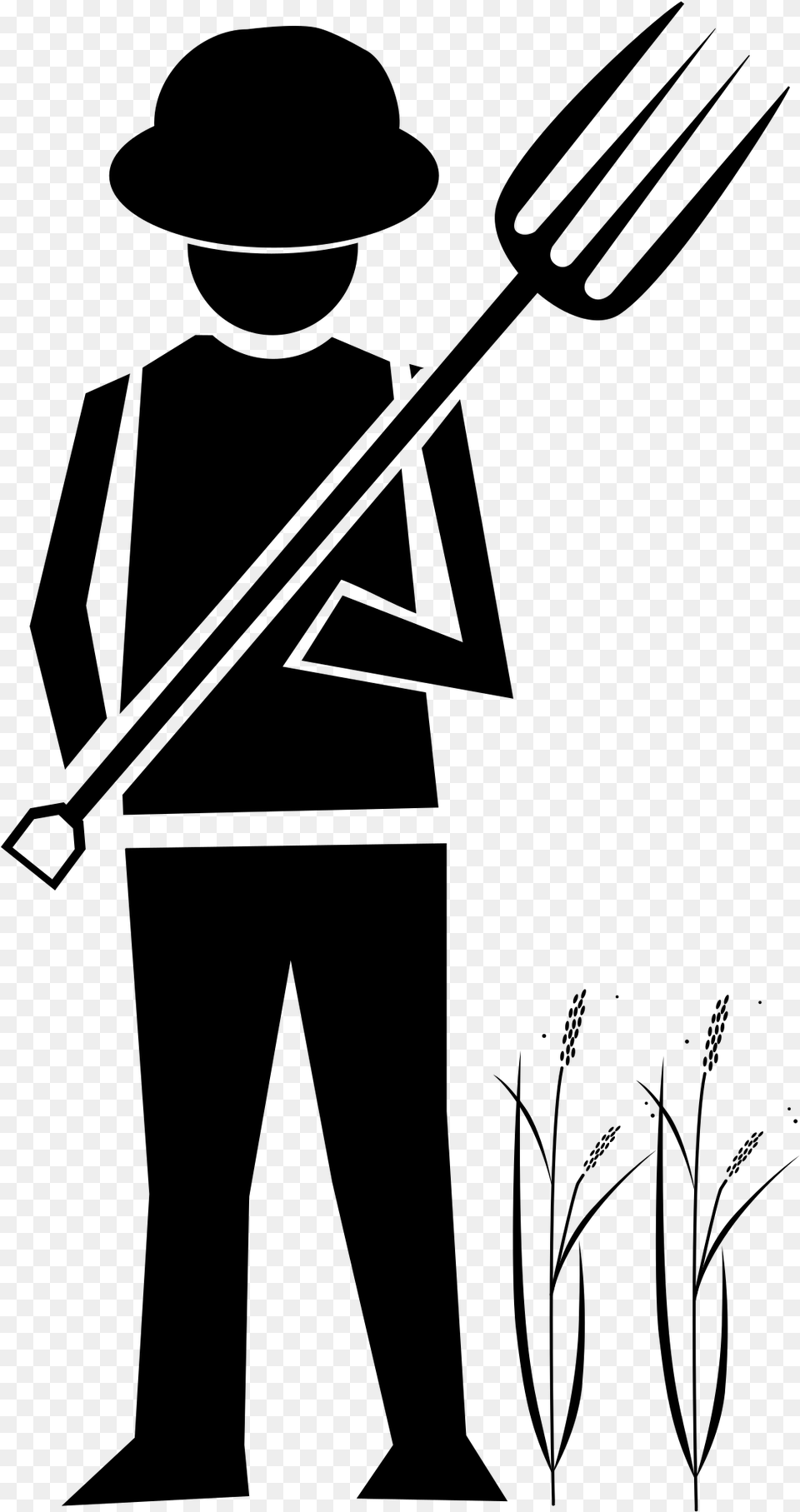 This Icons Design Of Farmer With Garden Fork, Gray Png