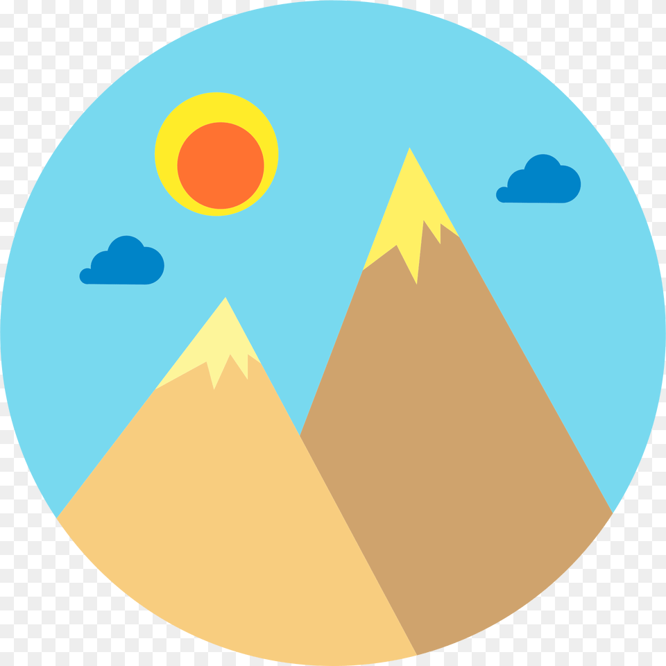 This Icons Design Of Flat Shaded Mountains, Triangle, Disk, Outdoors, Nature Png Image
