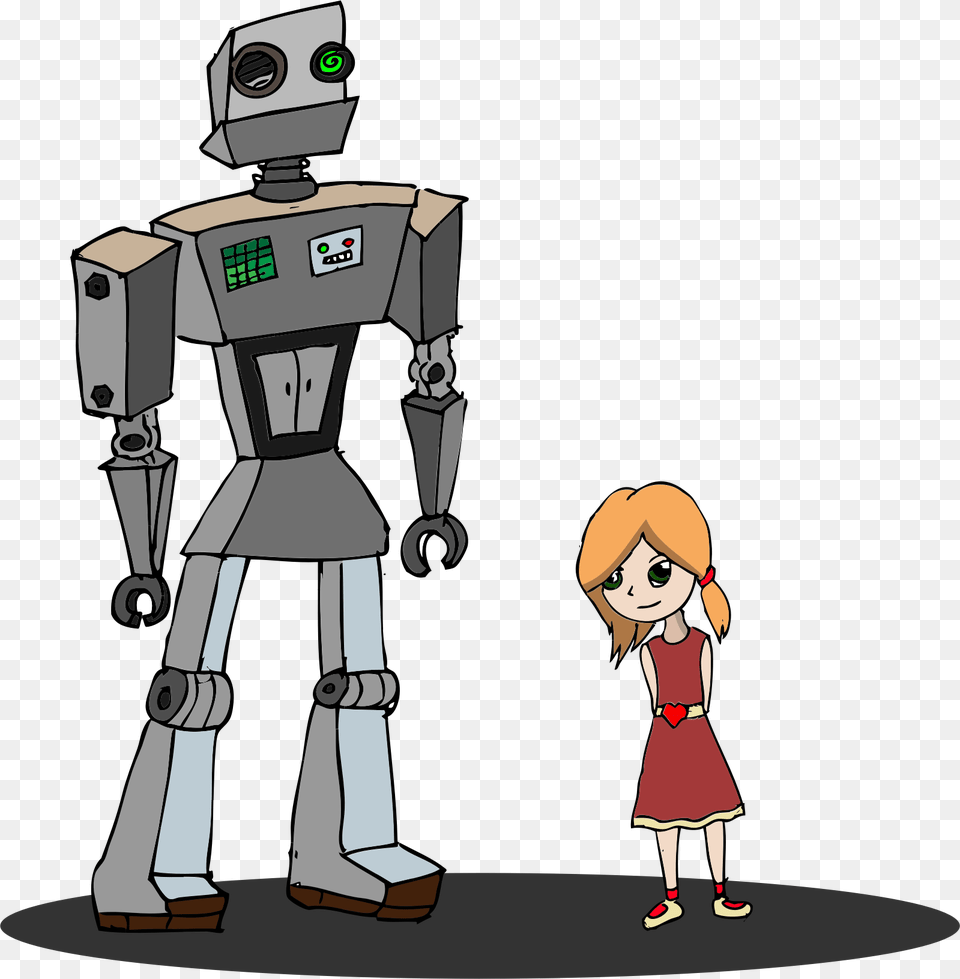 This Icons Design Of Girl And Robot, Person, Clothing, Face, Footwear Free Png Download