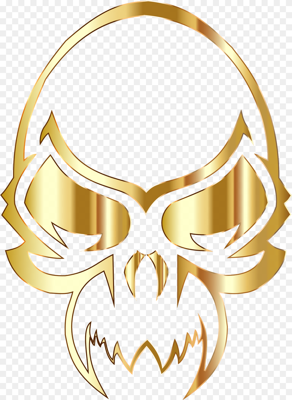 This Icons Design Of Golden Skull, Emblem, Symbol, Logo, Bow Png Image