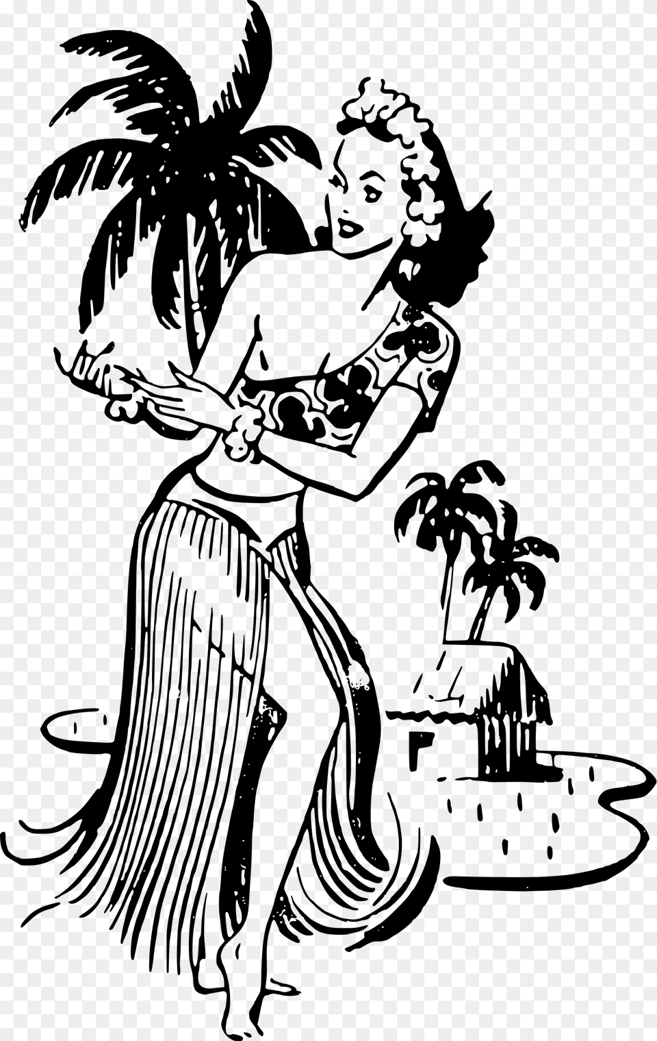 This Icons Design Of Hawaiian Lady Custom Turntable Mats, Gray Png Image