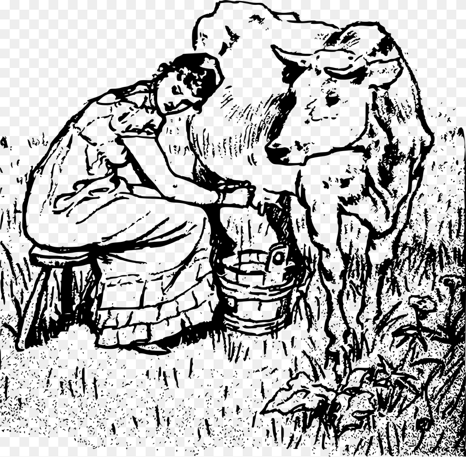 This Icons Design Of Lady Milking A Cow, Gray Png