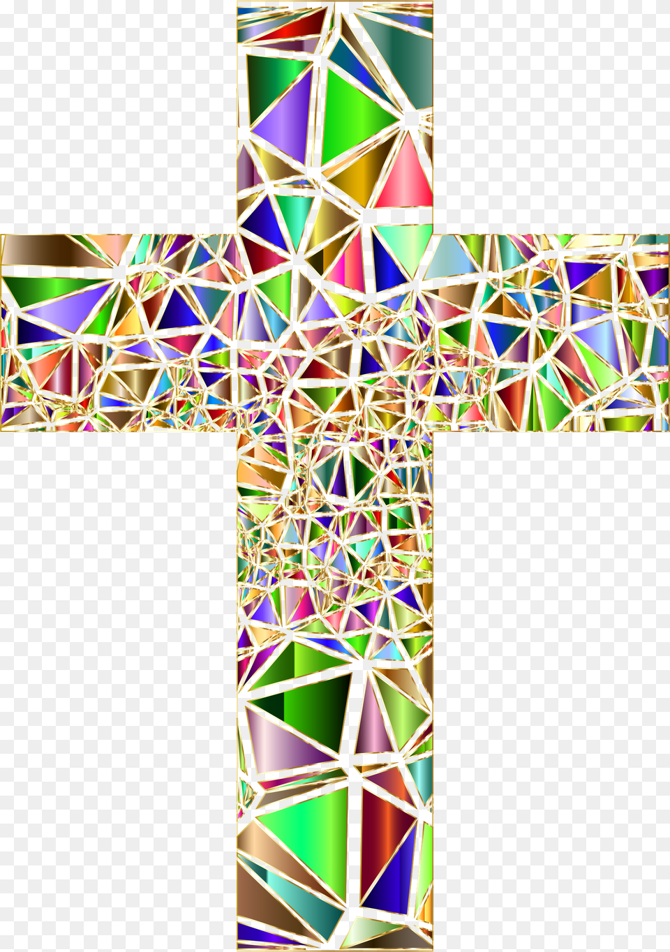 This Icons Design Of Low Poly Stained Glass, Art, Cross, Symbol, Stained Glass Free Png Download