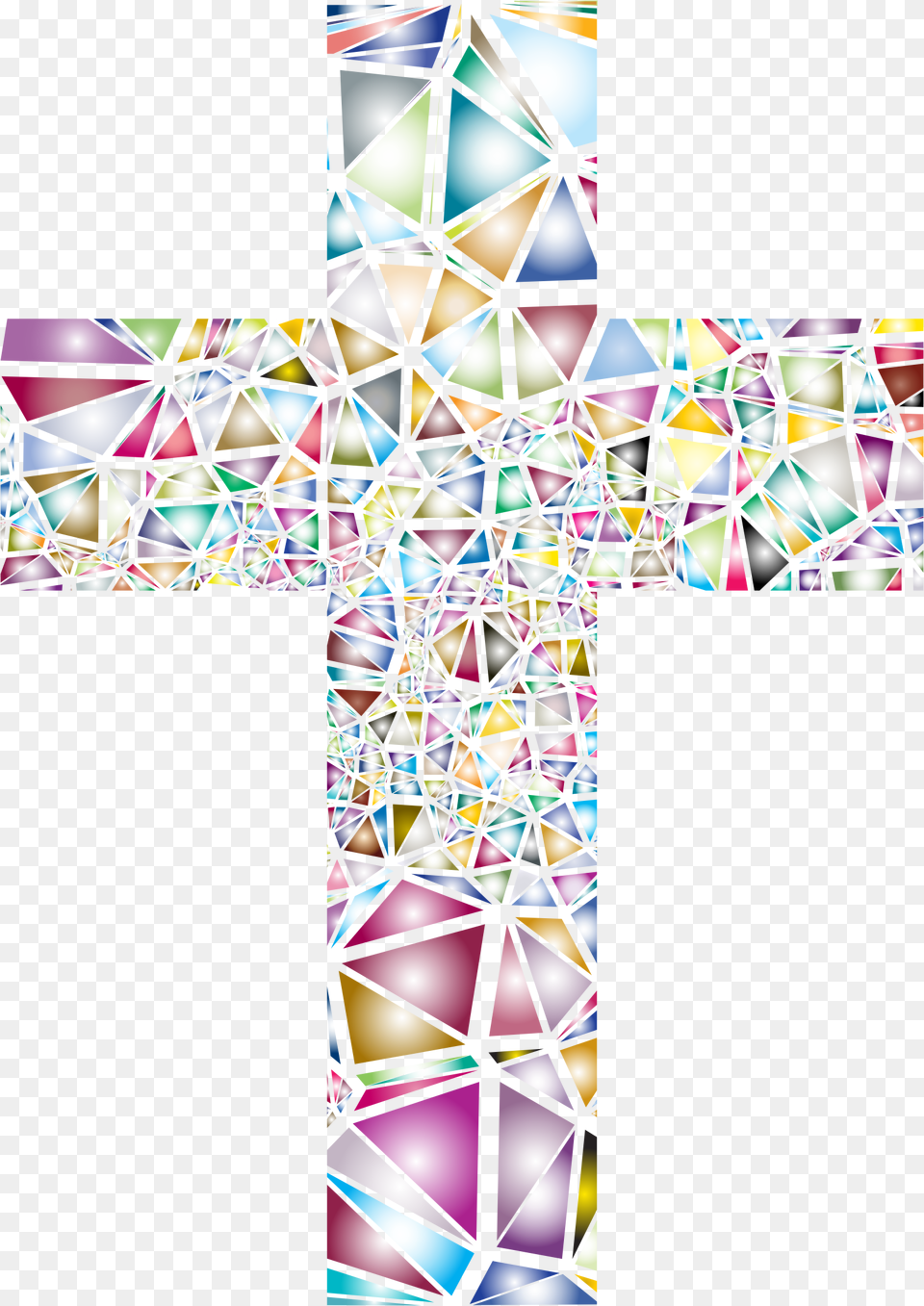 This Icons Design Of Low Poly Stained Glass Stained Glass No Background, Art, Cross, Symbol, Chandelier Png Image