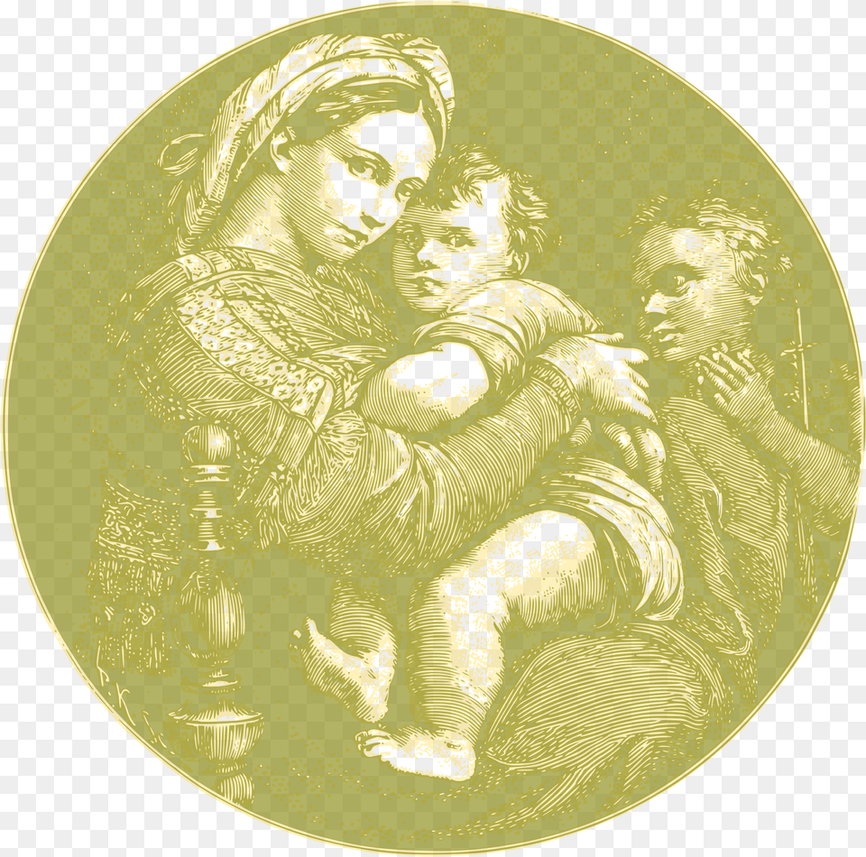 This Icons Design Of Madonna Della Seggiola, Plate, Gold, Face, Head Free Png