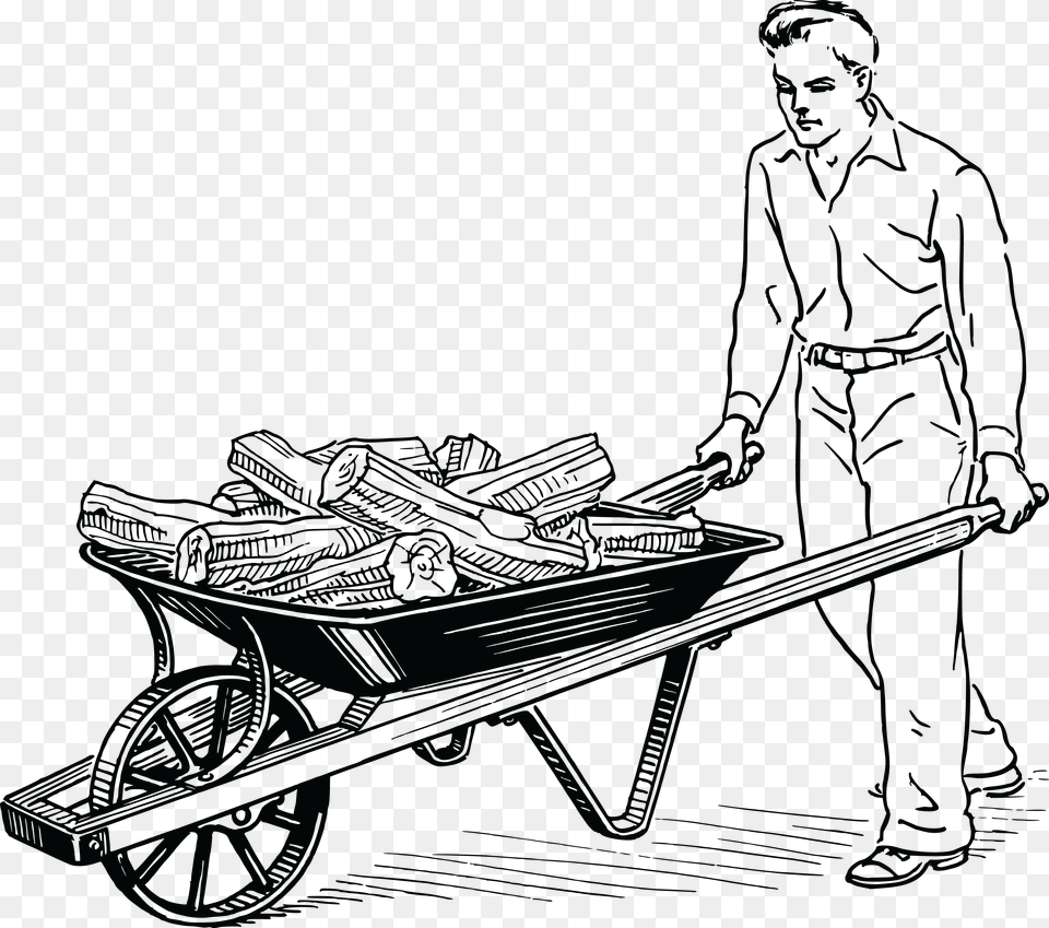 This Icons Design Of Man With Wheelbarrow, Person, Transportation, Vehicle Png Image