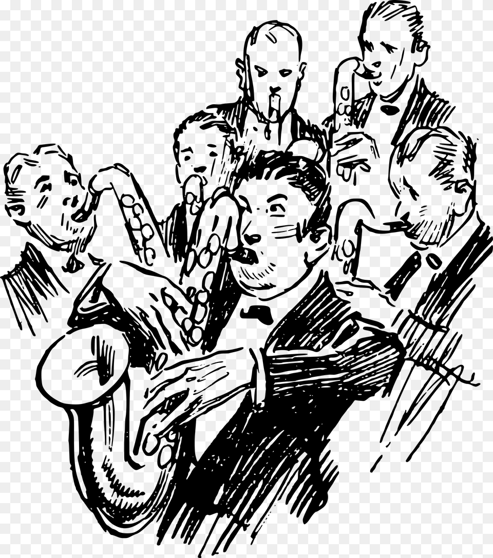 This Icons Design Of Men Playing Saxophones, Gray Free Png