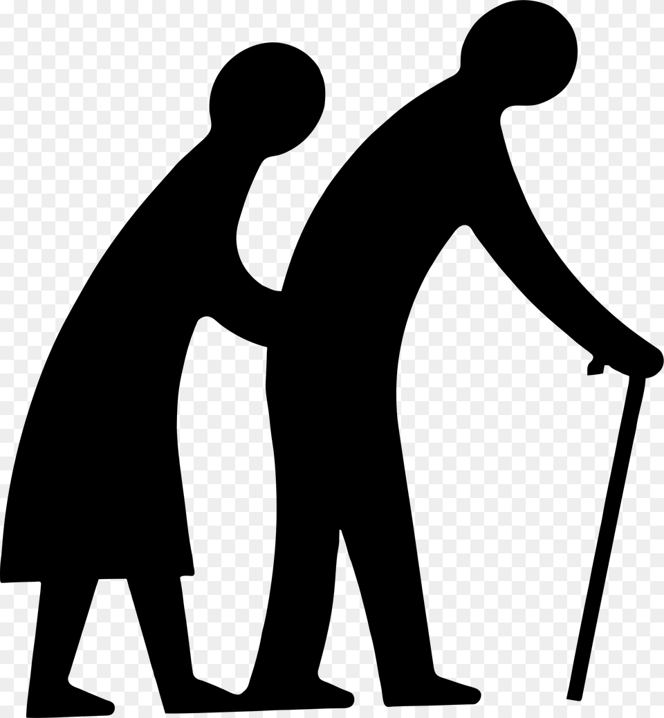 This Icons Design Of Old Couple Walking Silhouette, Gray Free Png