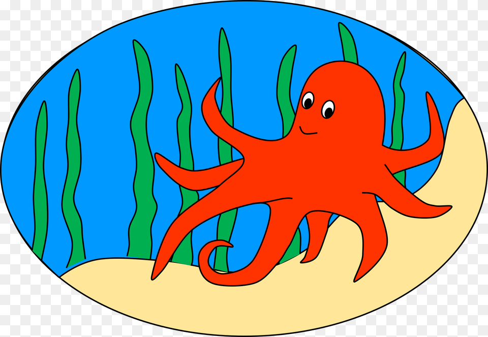 This Icons Design Of Oval Of Orange Octopus, Animal, Sea Life, Invertebrate, Fish Png