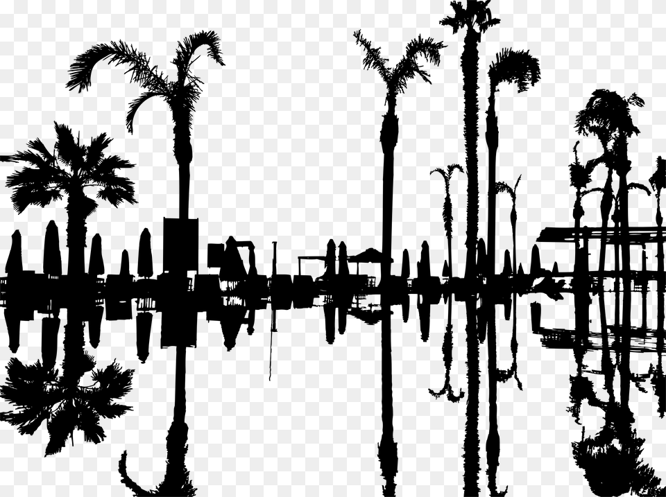 This Icons Design Of Palm Trees Reflection, Gray Free Transparent Png